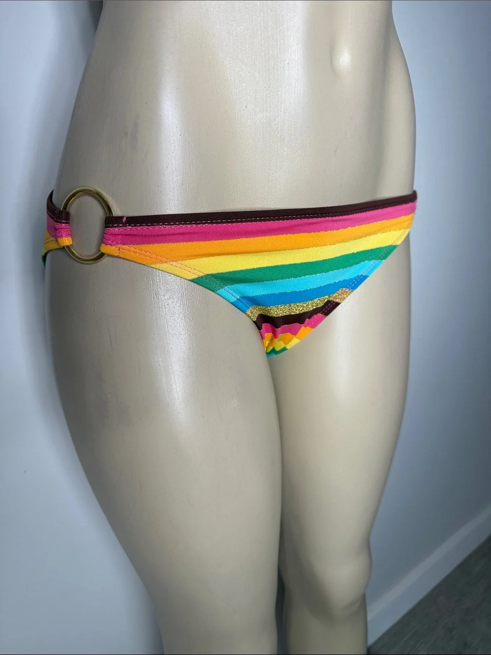 Women's Rainbow Stripe Bikini Bottom - Multi
